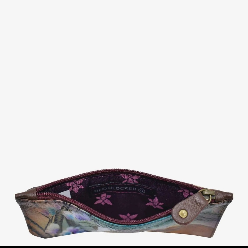 Anuschka Horse Print Zipper Pouch ID Holder RFID Blocking NWT - Picture 3 of 3